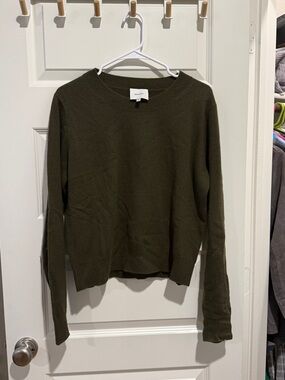 Reformation Cashmere Dark Olive Crewneck Sweater